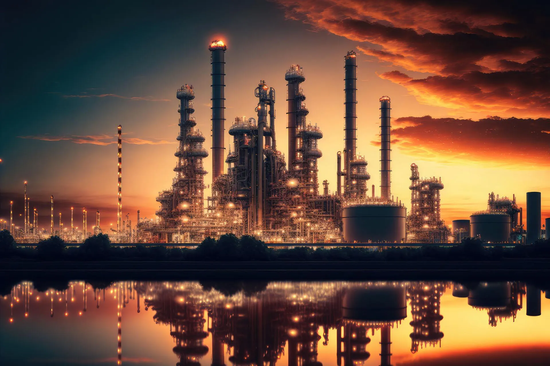 Oil refinery twilight