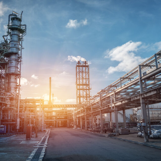 Pipeline pipe-rack at petroleum industrial plant